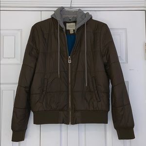 Forever 21 zip up removable hood puffer jacket